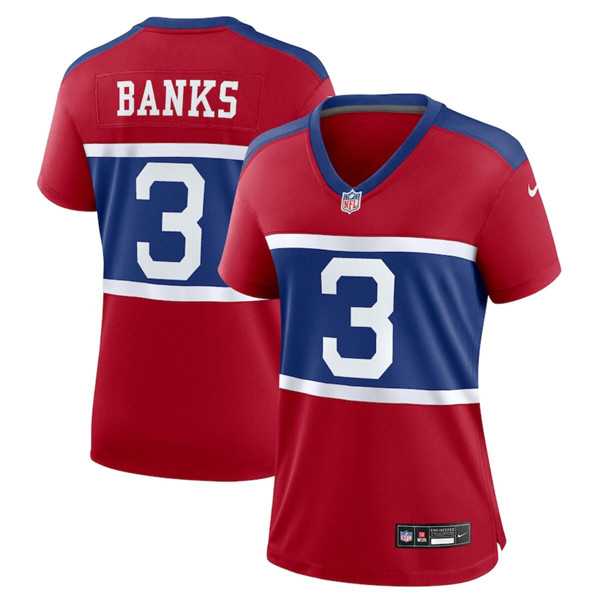 Womens New York Giants #3 Deonte Banks Century Red Alternate Vapor Limited Football Stitched Jersey Dzhi